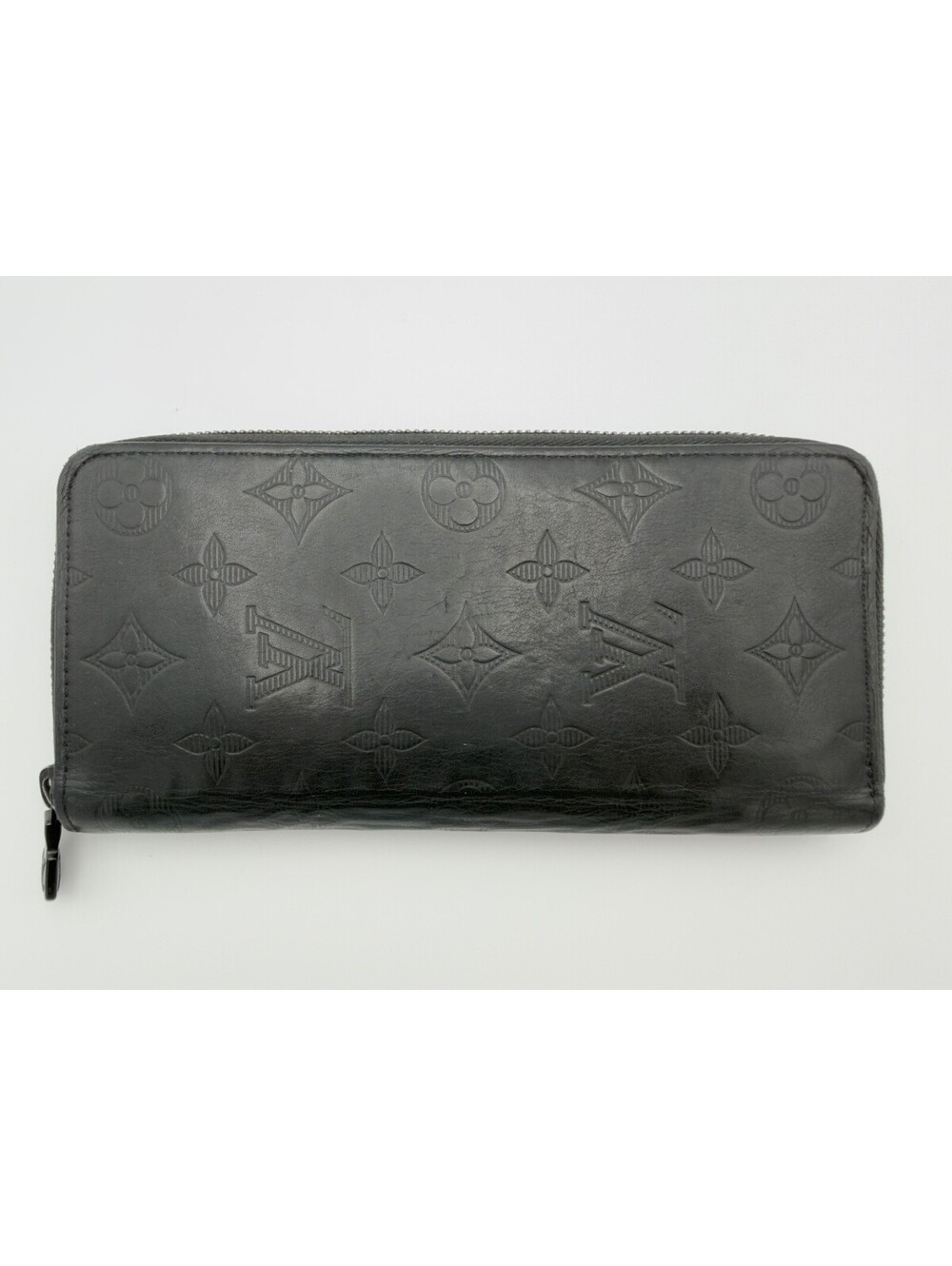 Authentic Louis Vuitton LV Zippy Vertical Wallet Monogram Shadow Black Leather
